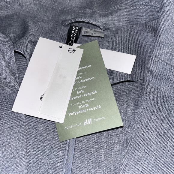 New With Tags H&M Blazer Mens Long Sleeve Dress Jacket Size Large Mens Gray - Picture 9 of 9